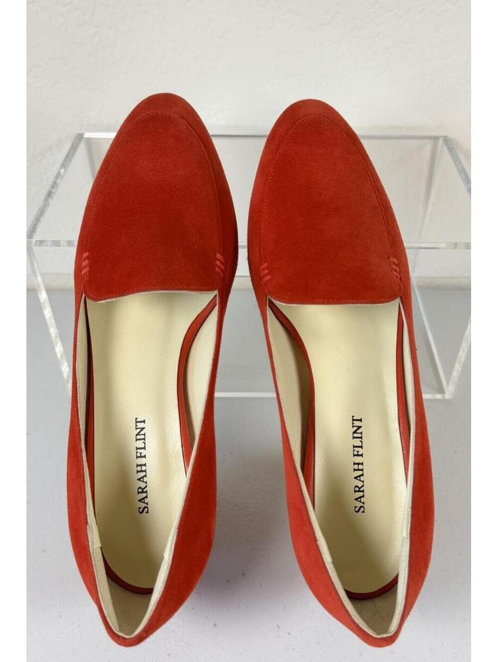 $475 NWOB Sarah Flint Rosie Loafers Flats Red Suede Shoes Size 36 EU 6 US Italy